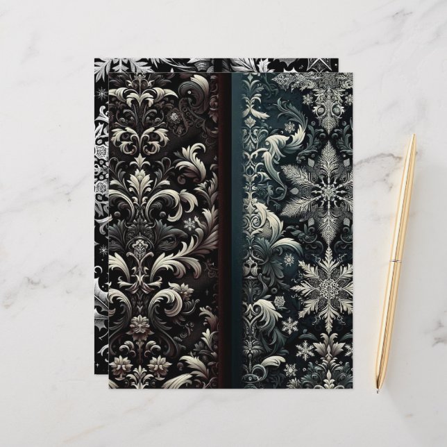 Dark Winter Gothic Paper Craft Cardstock (Front/Back In Situ)