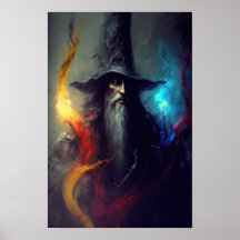 Dark Wizard Fantasy Art Poster | Mage Decor