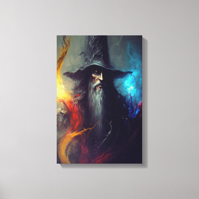 Dark Wizard Fantasy Canvas Print | Mage Art (Front)