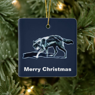 Dark Wolf Ceramic Ornament