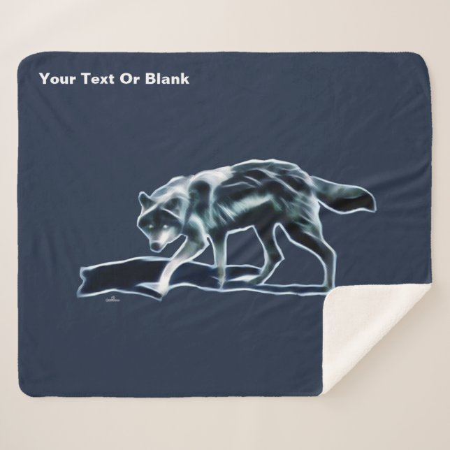 Dark Wolf Sherpa Blanket (Front (Horizontal))