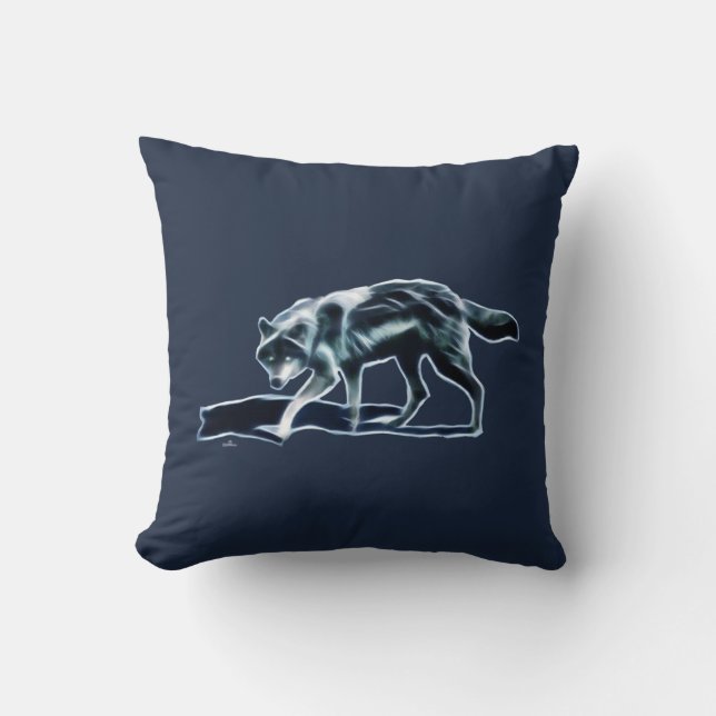 Dark Wolf Throw Pillow (Front)