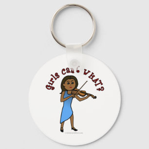 Dark Woman Playing Violin Keychain