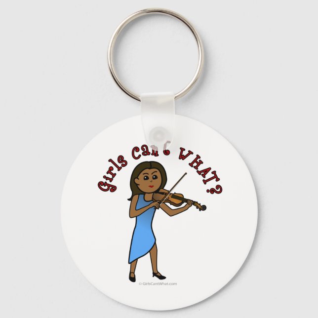 Dark Woman Playing Violin Keychain (Front)