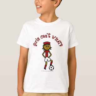 Dark Womens Soccer in Red Uniform T-Shirt