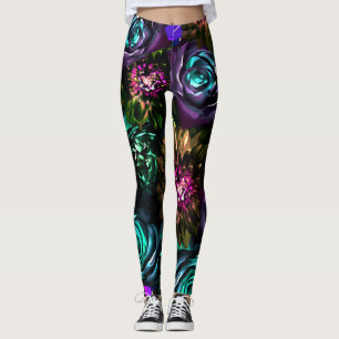 Dark Wonderland Bold Glamour Floral Flowers Leggings