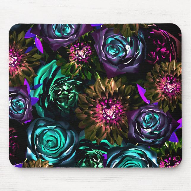Dark Wonderland Bold Glamour Floral Flowers Mouse Pad (Front)