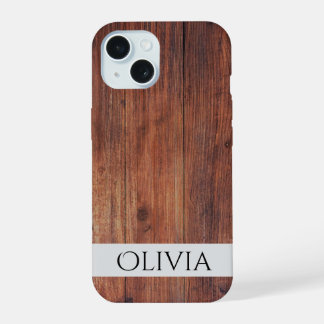 dark wood and modern personalized iPhone 15 case