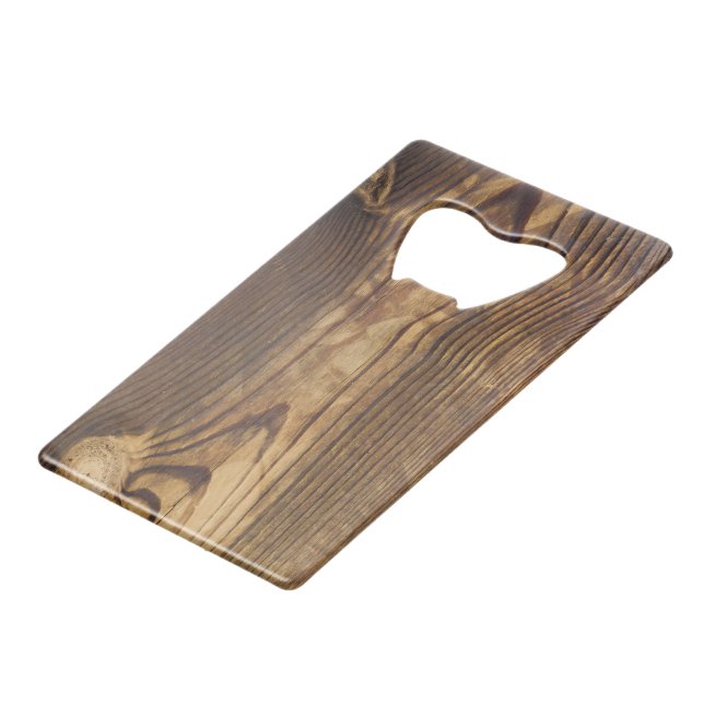 dark wood board wallet bottle opener (Back Angled)