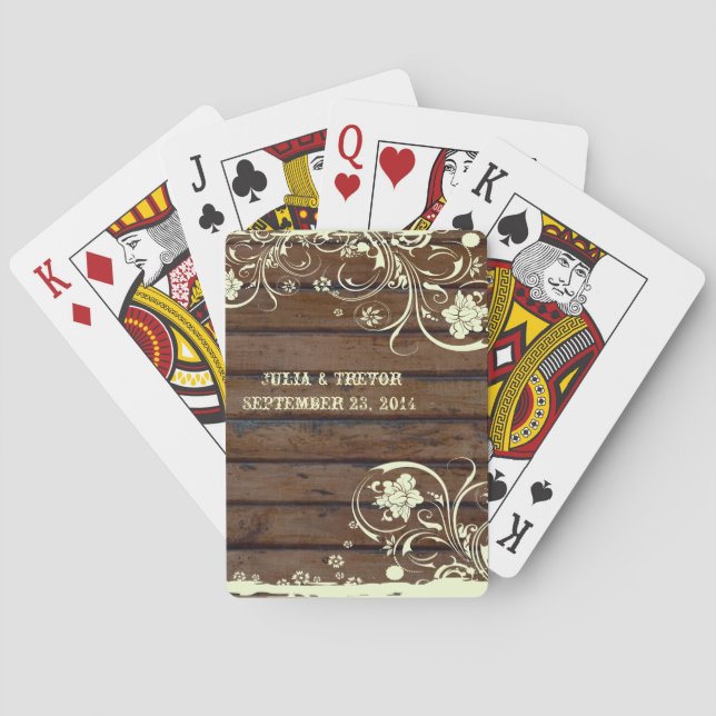 Dark Wood Country Personalized Playing Cards (Back)
