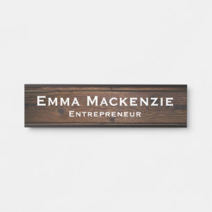 Dark Wood Grain Customizeable Office Door Sign