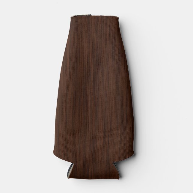 Dark Wood Grain Look Background Bottle Cooler (Front)