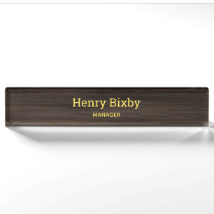Dark Wood Grain Nameplate