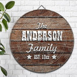 Dark Wood Grain Personalized Dartboard<br><div class="desc">Fun,  personalized design.  Makes the perfect gift for a housewarming,  wedding,  or any occasion! Faux,  dark wood grain design with your family name and year established personalized front and centre.</div>