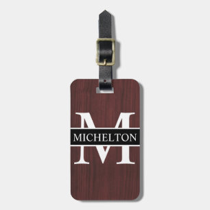 Dark Wood Grain Personalized Luggage Tag