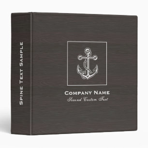 Dark Wood Grain White Boat Anchor and Custom Text Binder