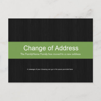 Dark Wood & Green Change of Address Postcard