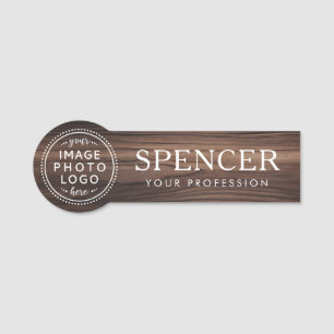 Dark wood look name title custom logo tag