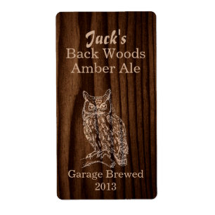 Dark Wood & Owl Home Brew Beer Label