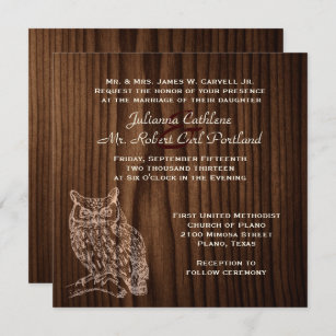 Dark Wood Owl Wild Life Wedding Invitation