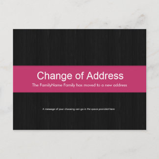 Dark Wood & Pink Change of Address Postcard
