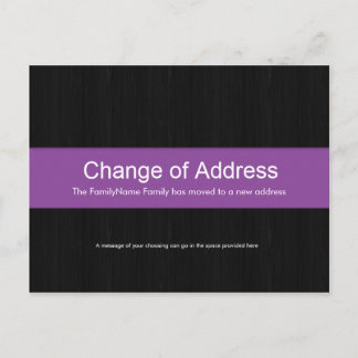 Dark Wood & Purple Change of Address Postcard