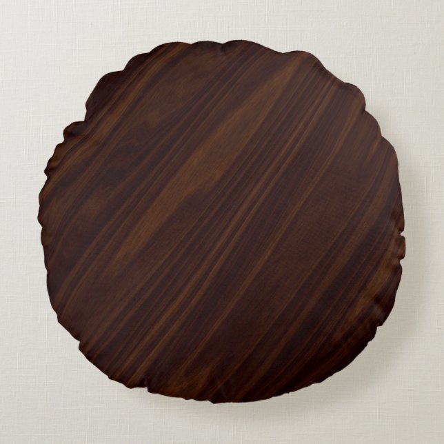 Dark wood round pillow (Front)