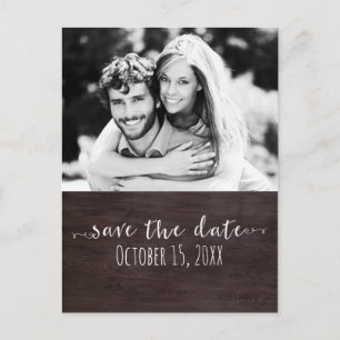 Dark Wood SAVE THE DATE Rustic Wedding Photo Announcement Postcard