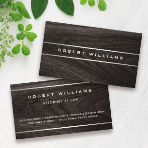 Dark wood silver borders masculine professional business card