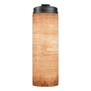 Dark wood texture background surface with old natu thermal tumbler