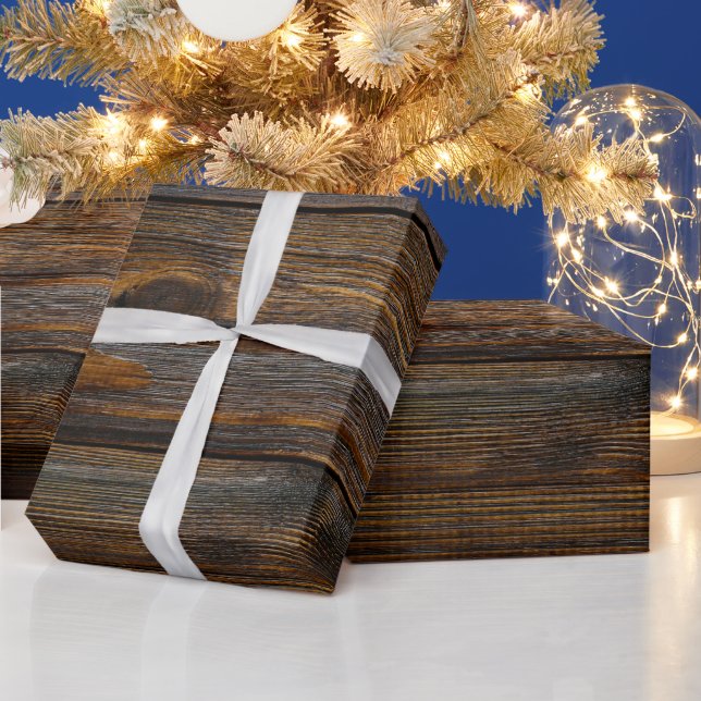 Dark Wood Western Natural Style  Wrapping Paper (Holidays)