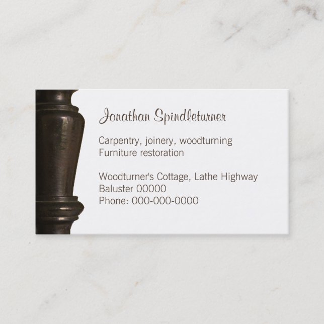 Dark wooden spindle close-up business card (Front)
