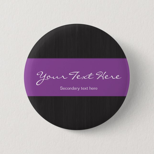 Dark woodgrain & Purple Customizable Button (Front)