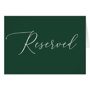 Dark Woodland Green Reserved Sign Script Wedding
