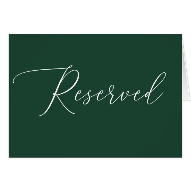 Dark Woodland Green Reserved Sign | Script Wedding (Devant Horizontal)