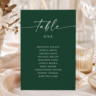 Dark Woodland Green Wedding Modern Seating Chart Invitation