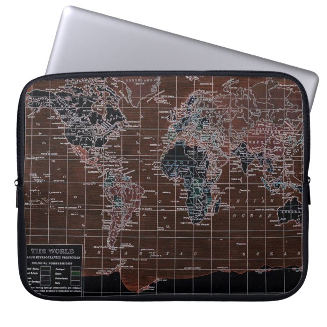 Dark World Map Laptop Sleeve (Front)