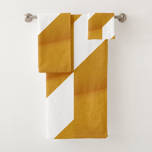 Dark Yellow and White Geometric Towel (Insitu)