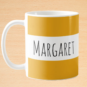Dark Yellow Custom Name Personalized  Coffee Mug