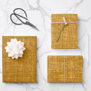 Dark Yellow Linen Wrapping Paper Sheet
