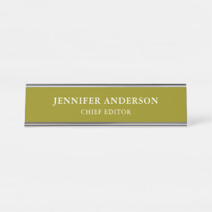 Dark Yellow Professional Modern Plain Minimalist Desk Name Plate