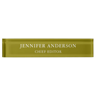 Dark Yellow Professional Modern Plain Minimalist Nameplate