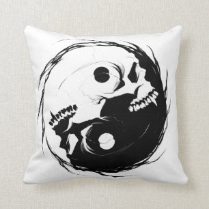 Dark yin yang religious Symbol Throw Pillow