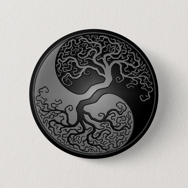 Dark Yin Yang Tree 2 Inch Round Button (Front)