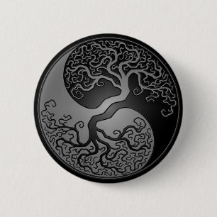 Dark Yin Yang Tree 2 Inch Round Button