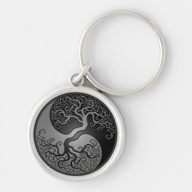 Dark Yin Yang Tree Keychain (Front)