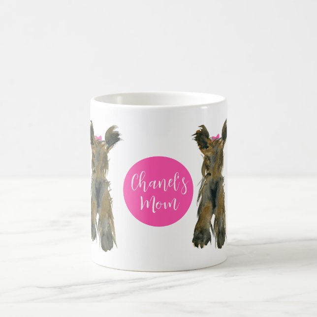 Dark Yorkie with Pink Bow  Coffee Mug (Center)