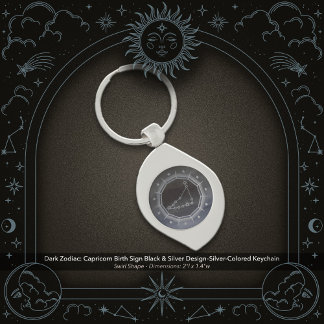 Dark Zodiac: Capricorn Birth Sign Black & Silver Keychain