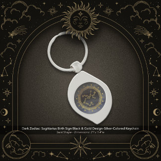 Dark Zodiac: Sagittarius Birth Sign Black & Gold Keychain