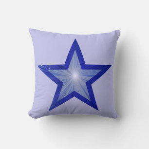 DarkBlue Star 'Text' throw pillow square pale blue